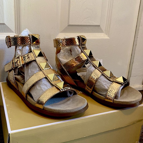 MICHAEL KORS (Brand New!) Golden Roman-Like Sandals - Picture 1 of 8